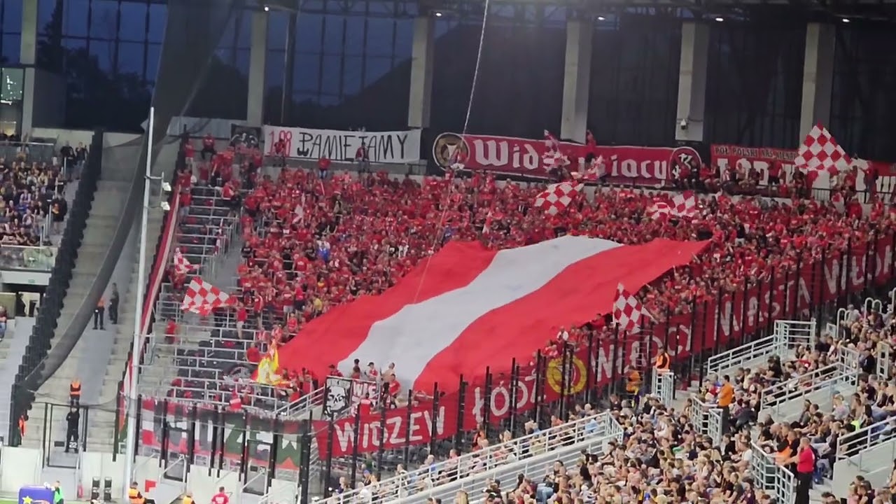 Oprawa Widzewiaków na meczu z Pogonią 30 07 2023 #Widzew
