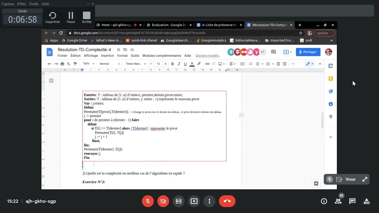 TD Algorithmique Avanc&eacute;e et Complexit&eacute; (05/01/2022) A1