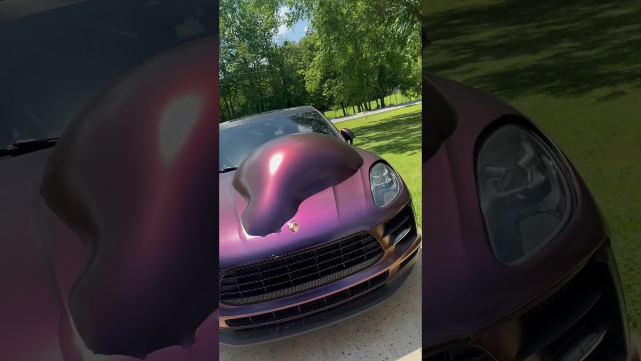 Air compressor took it right off😅 #carwrap#vinylwrap#cars#porsche#foryoupage#fyp#trending#fypage