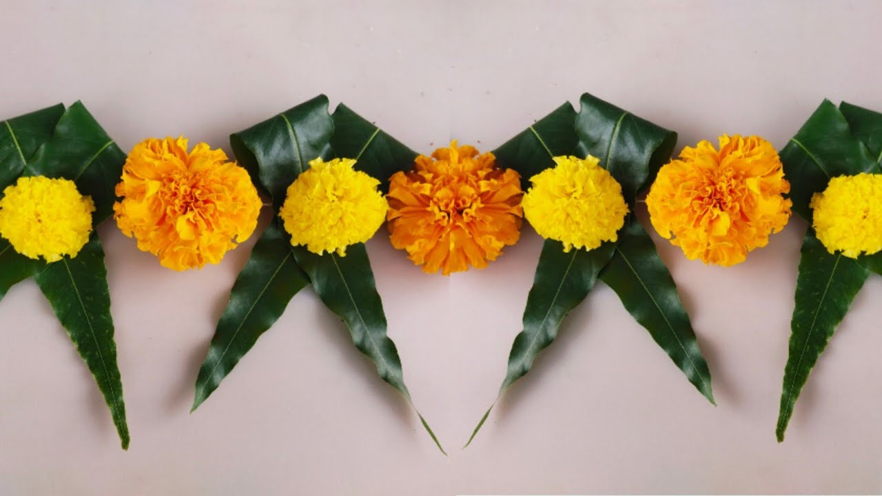 Toran making Ideas@home for any Pooja/door decoration Marigold Flowers Ashoka leavesFestival Special