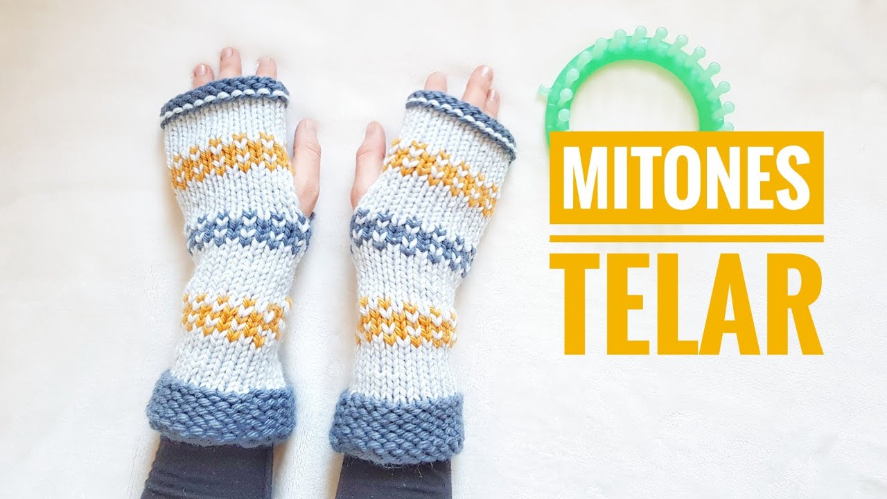 Cómo tejer unos mitones con mosaico sencillo en telar (Tutorial DIY)