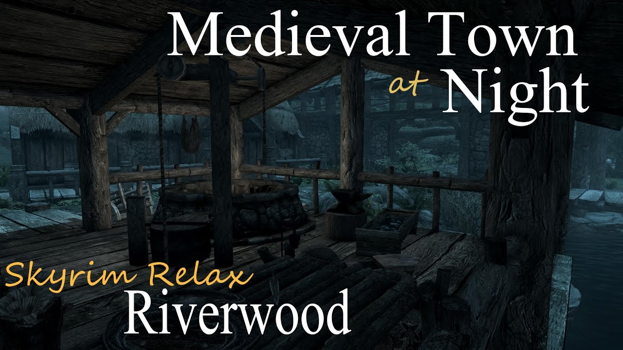 Medieval Town at Night • Skyrim Relax (ASMR) • Riverwood • Sleep Relaxation & Ambient Sounds