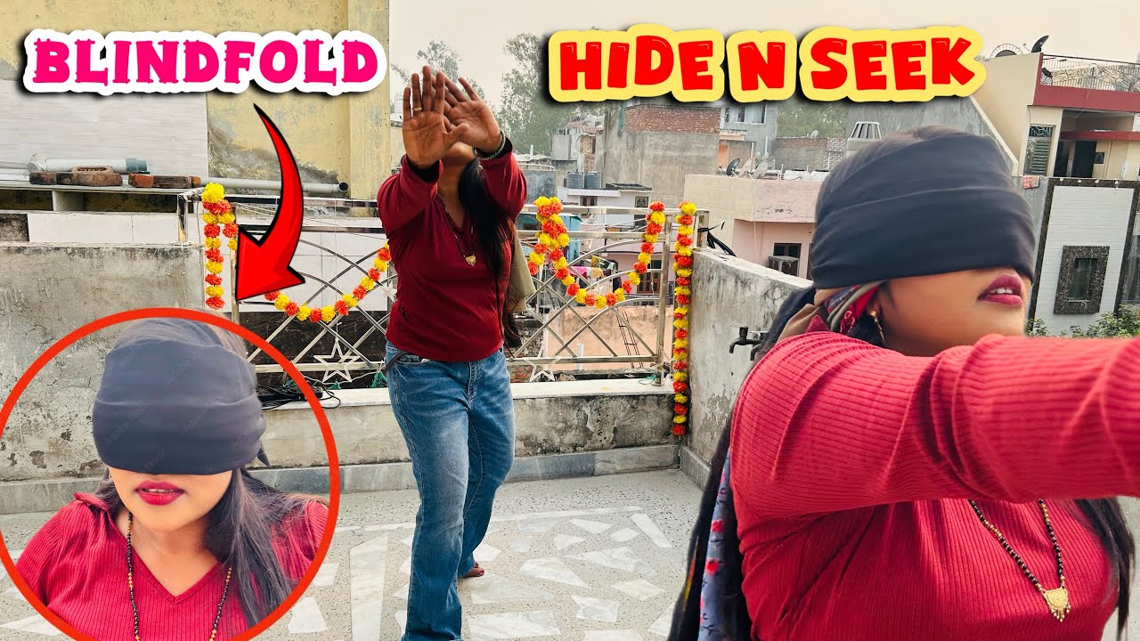 blind fold & hide and seek challenge |  gag talk challenge video | @Hanshvidiaries 