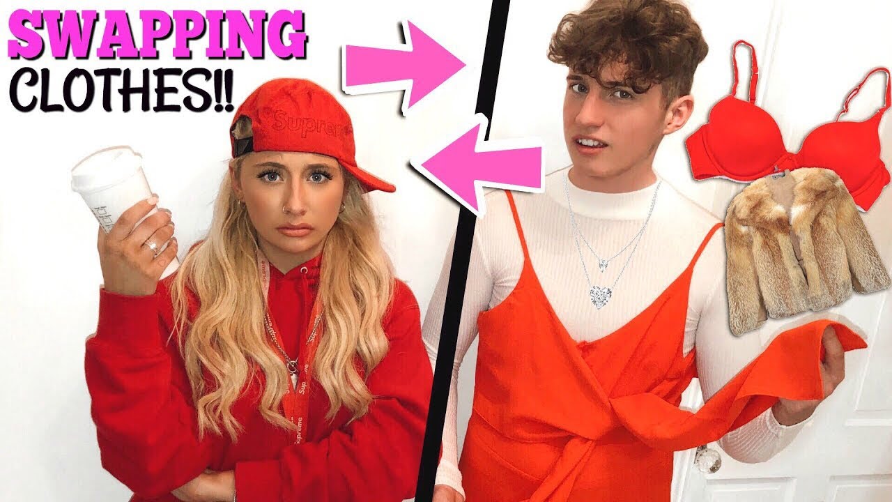 I swapped OUTFITS with my BROTHER in PUBLIC for 24hours!! | Saffron Barker