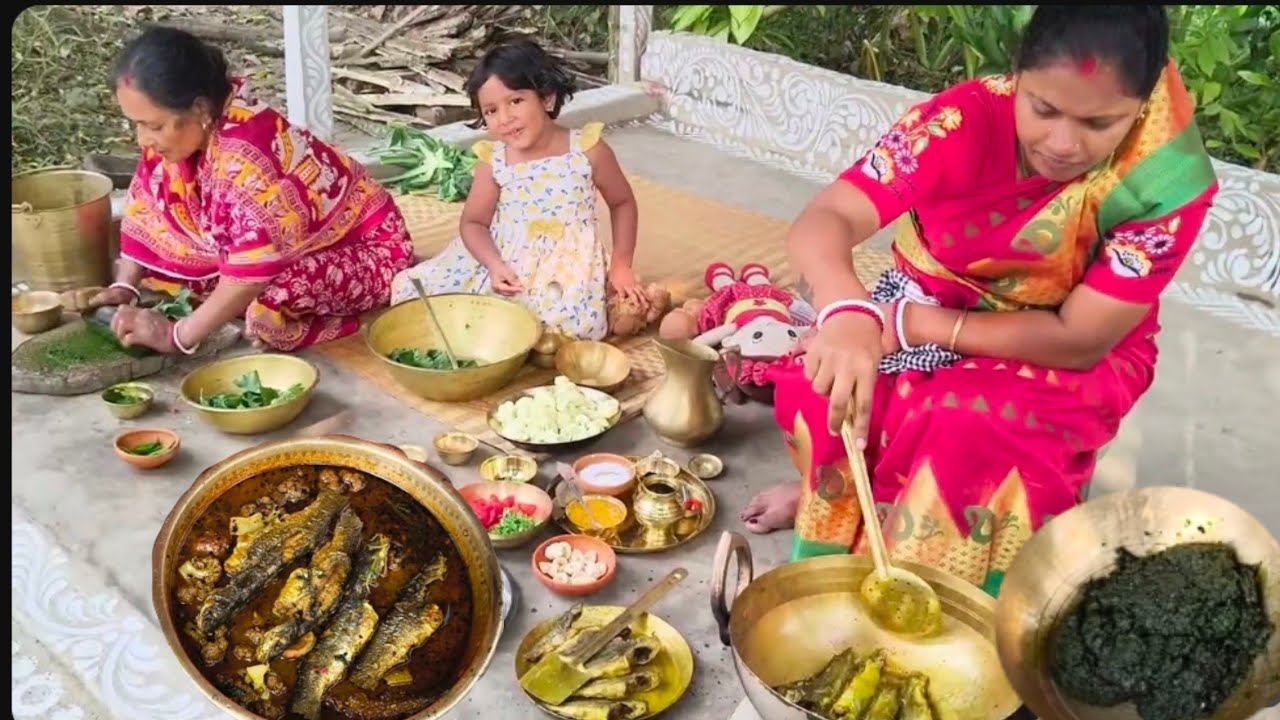 ট্যাংরা মাছ ফুলকপি দিয়ে ঝোল আর ফুলকপির পাতা বাটা সাথে খাওয়া দাওয়া