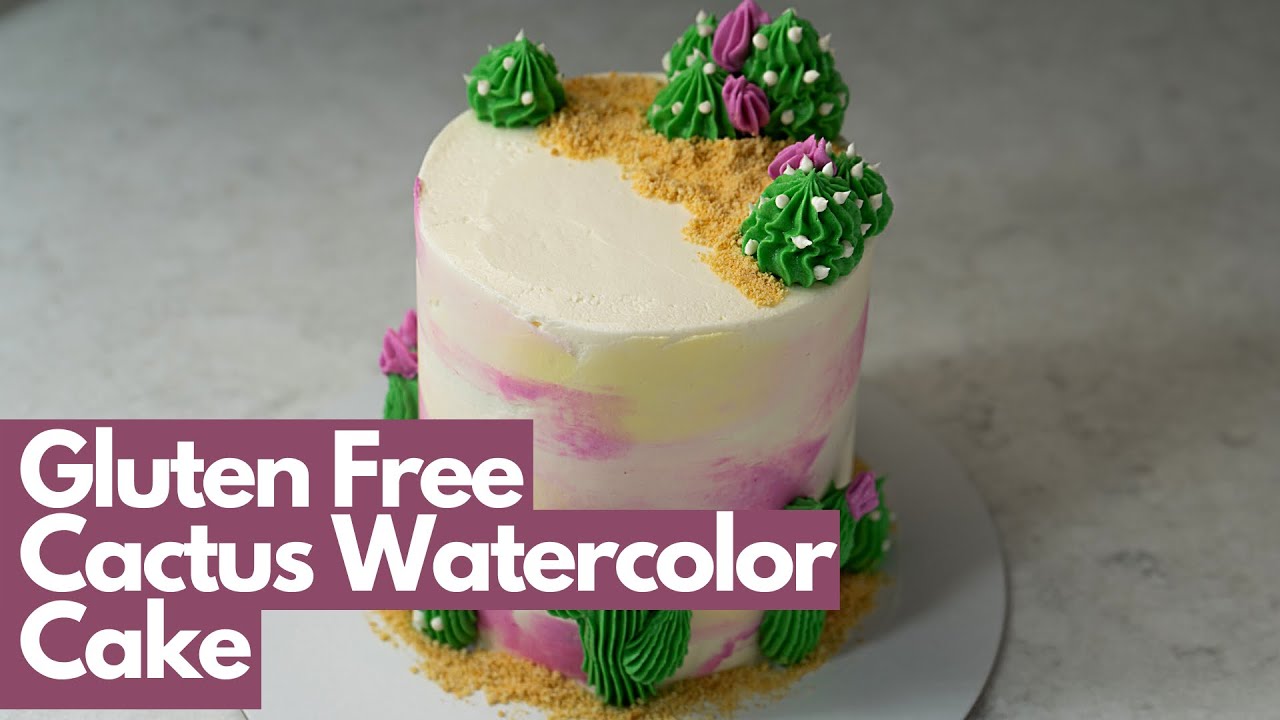 Gluten Free Cactus Watercolor Cake