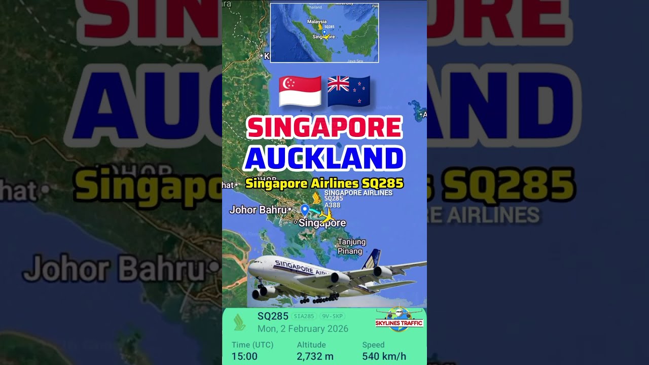 Маршрут рейса Сингапур — Окленд | 🇸🇬➡️🇳🇿 | Singapore Airlines SQ285 | Airbus A380