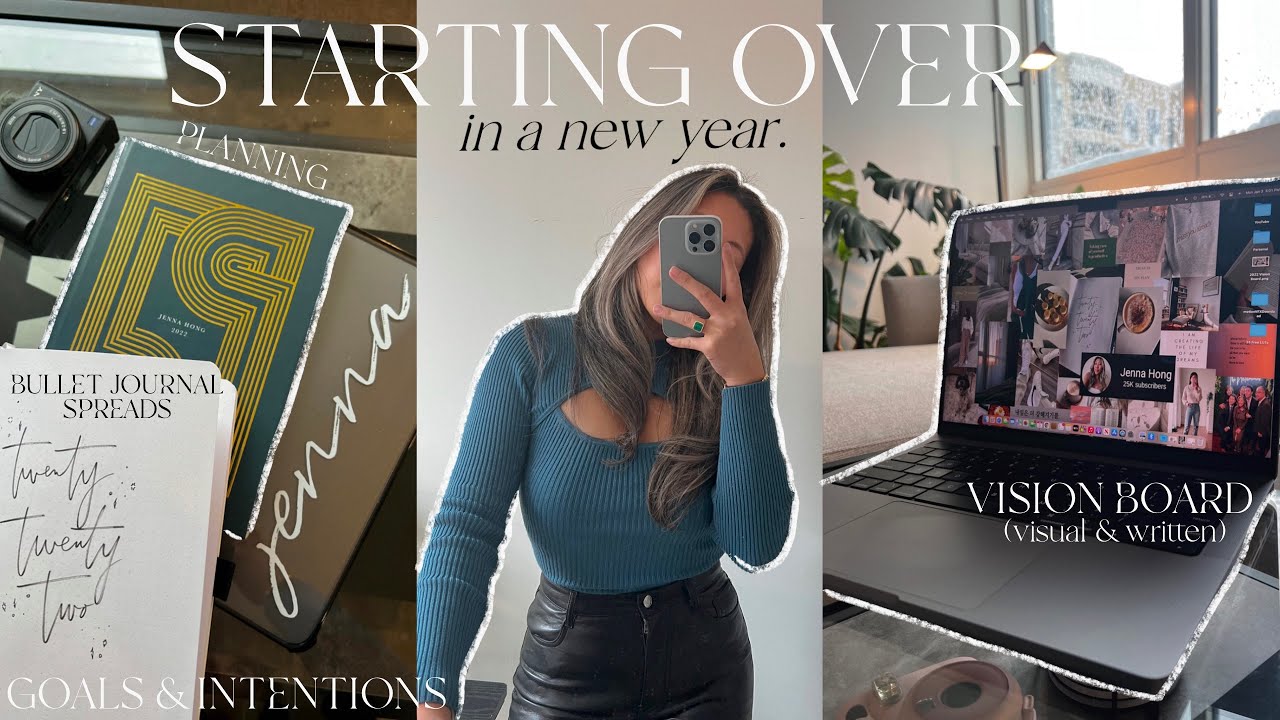 2022 RESET: reflecting on the last year, new year goals, bullet journal spreads, 2 vision boards