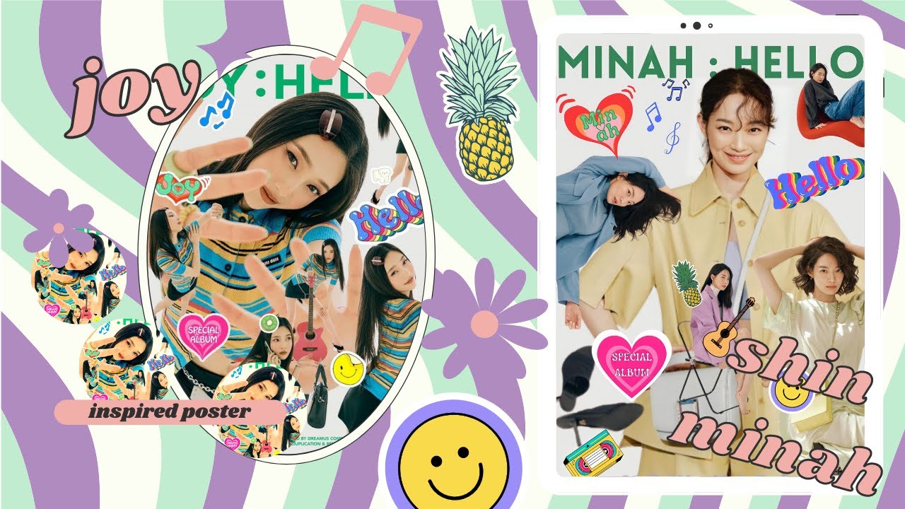 Canva Kpop Poster Edits: Shin Min Ah Poster inspired by Joy Red Velvet Hello (Fan Edits)