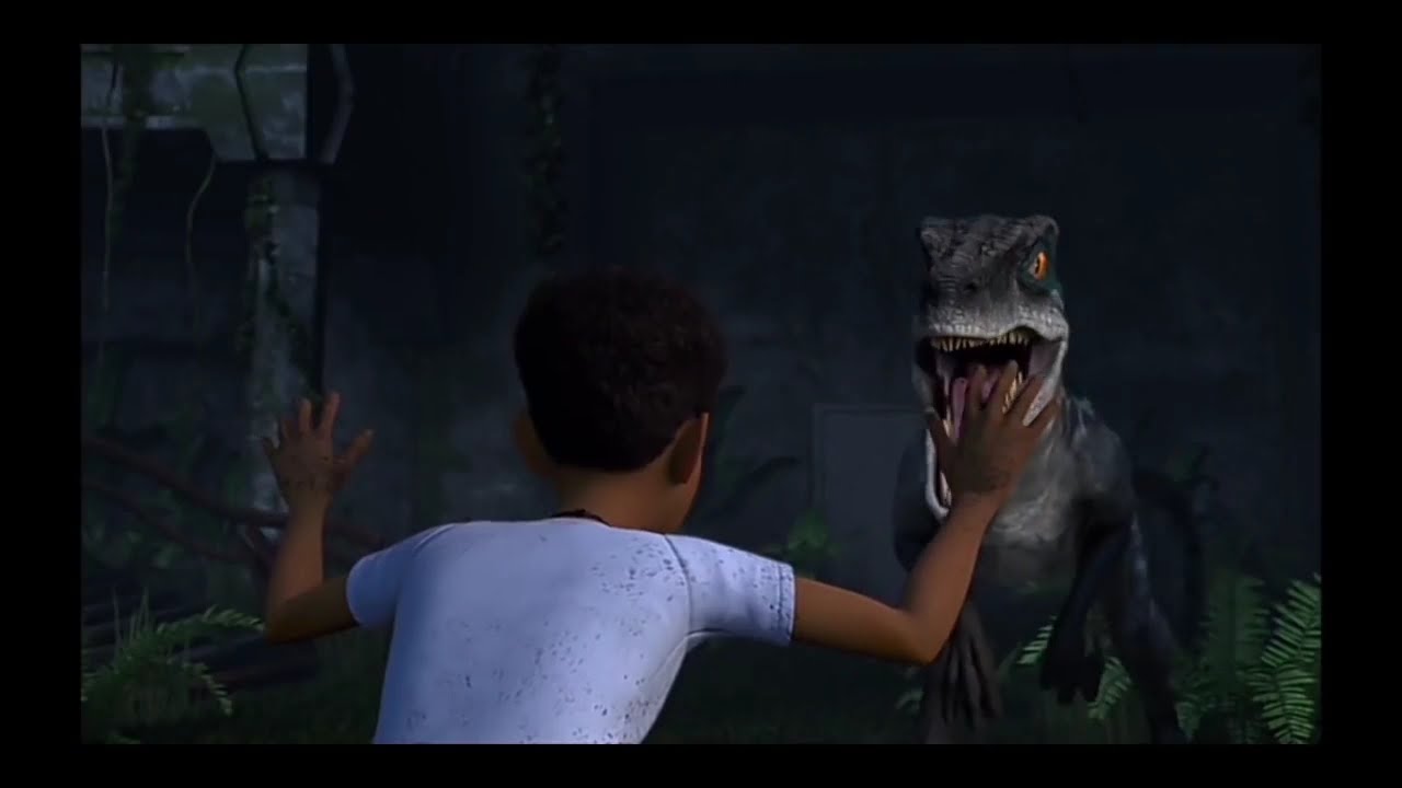Blue Velociraptor Fights Scorpius Rex In JP Research Centre - Jurassic World Camp Cretaceous
