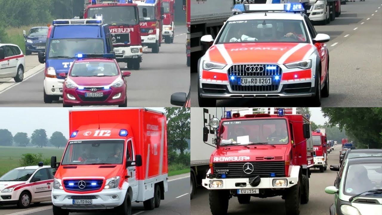 (Schwerer Busunfall - 70 Verletzte) Großeinsatz im Kreis Euskirchen + Einsatzfahrten zu Großübung