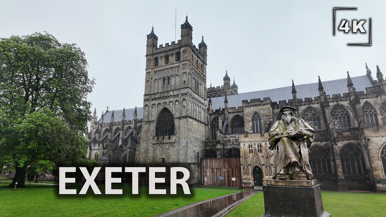 Walking Exeter City in Heavy Rain | 4K