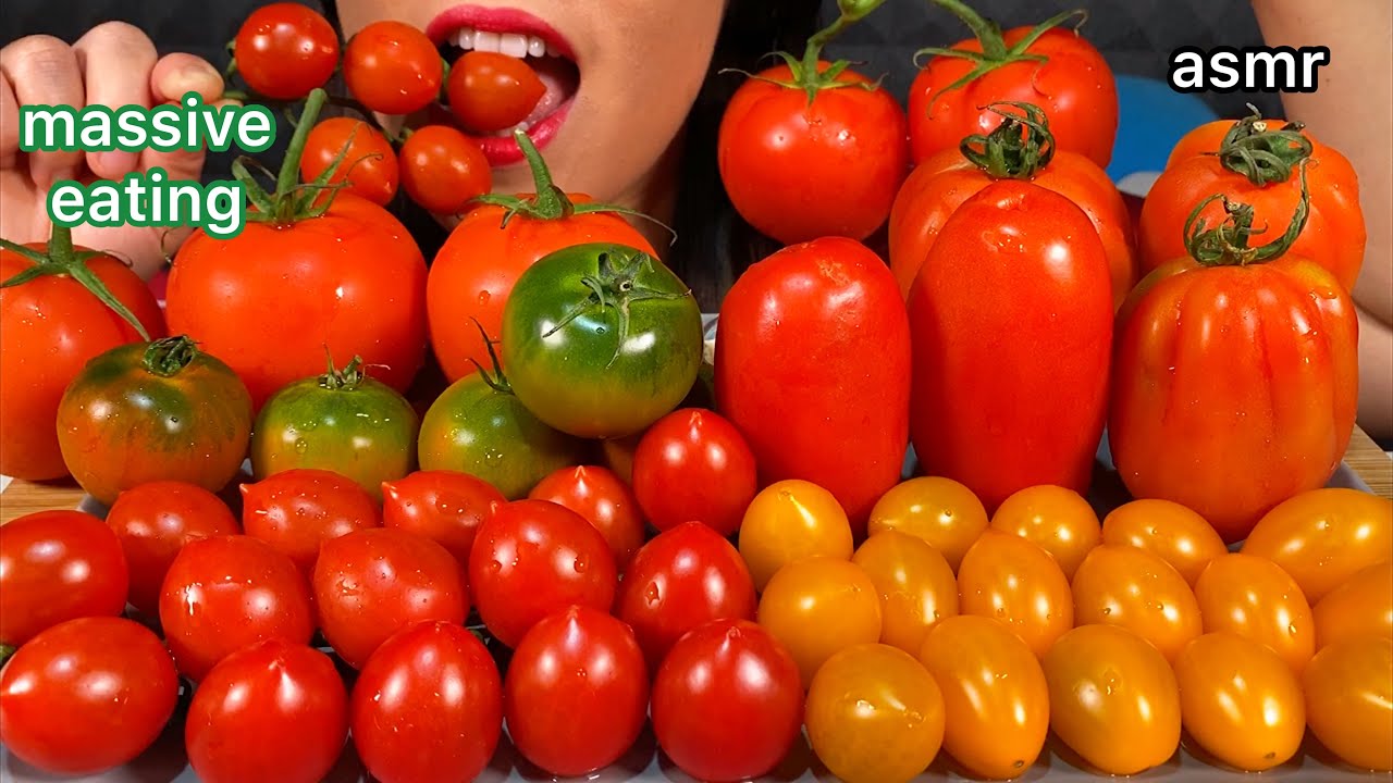 ASMR MASSIVE EATING TOMATOES PLATTER 먹방 Real Sounds