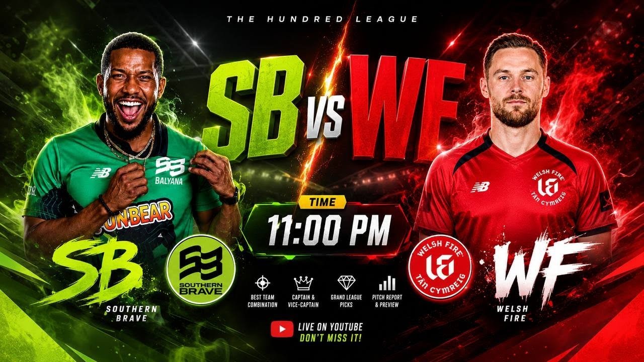 SB vs WF Dream11 Prediction Today 🔥 | Southern Brave vs Welsh Fire Dream11 Team | The Hundred 2026 