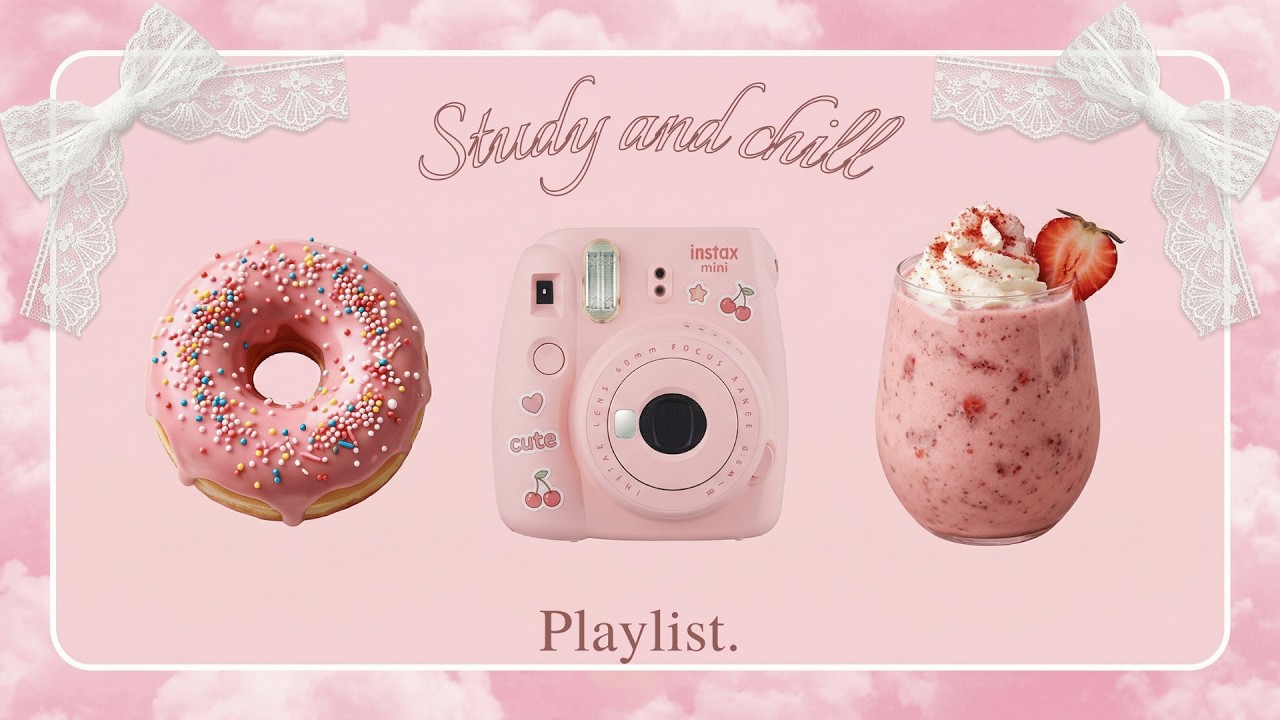 [Плейлист] 🍩 Кафе «Пастельные пончики» для учёбы 🎀 Мягкий фокус · Пастельно-розовый · Спокойные дн