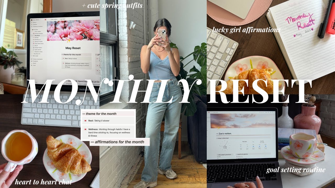 MONTHLY RESET ROUTINE | goal setting, refreshing my mindset for spring + healthy habits 🌸 May 2023