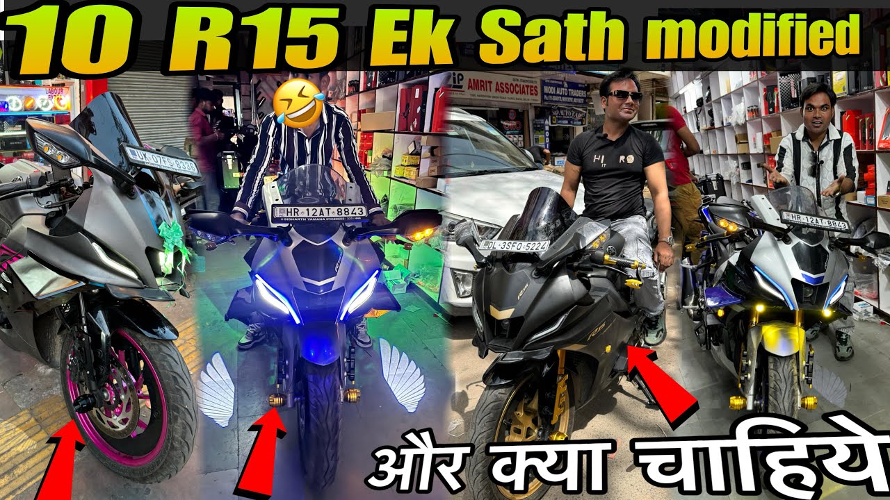 10-10-R15 Modified Ek sath 😱| R15 V4 modified | R15 Black modification