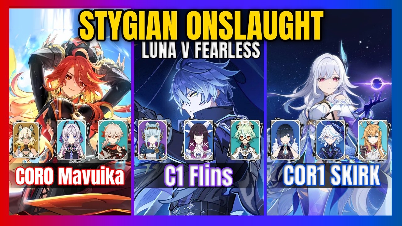NEWEST STYGIAN ONSLAUGHT IS HERE FEARLESS LUNA V/6.4(C0 Mavuika & C1 Flins &C0 Skrik) Genshin Impact