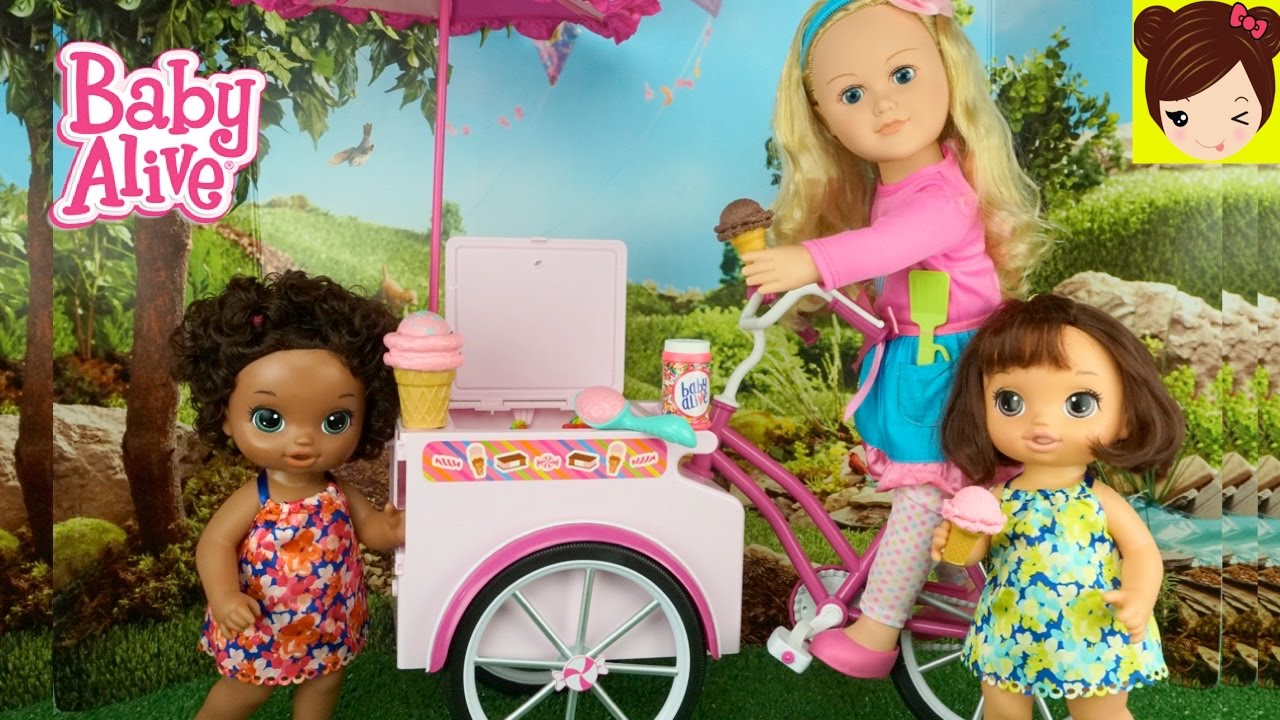 Baby Alive Muñeca Heladito Delicioso con Bicicleta de Heladero - Historias con Bebe Muñeca