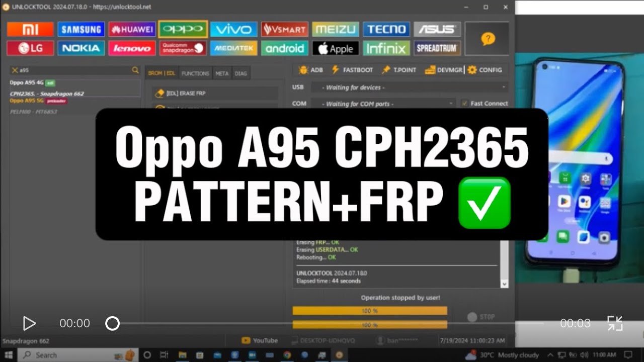 Oppo A95 CPH2365 PATTERN+FRP done with UNLOCKTOOL