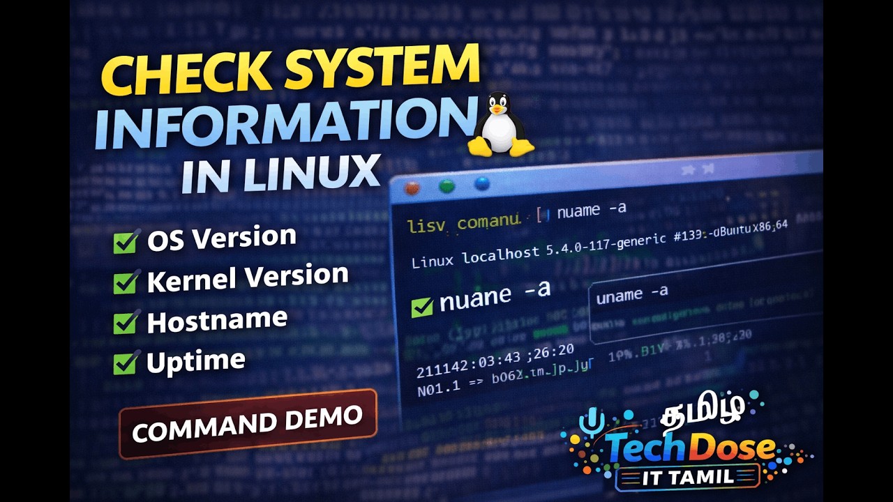 Linux System Info Commands in Tamil 🔥 | uname, hostname, uptime Demo | TechDose IT Tamil