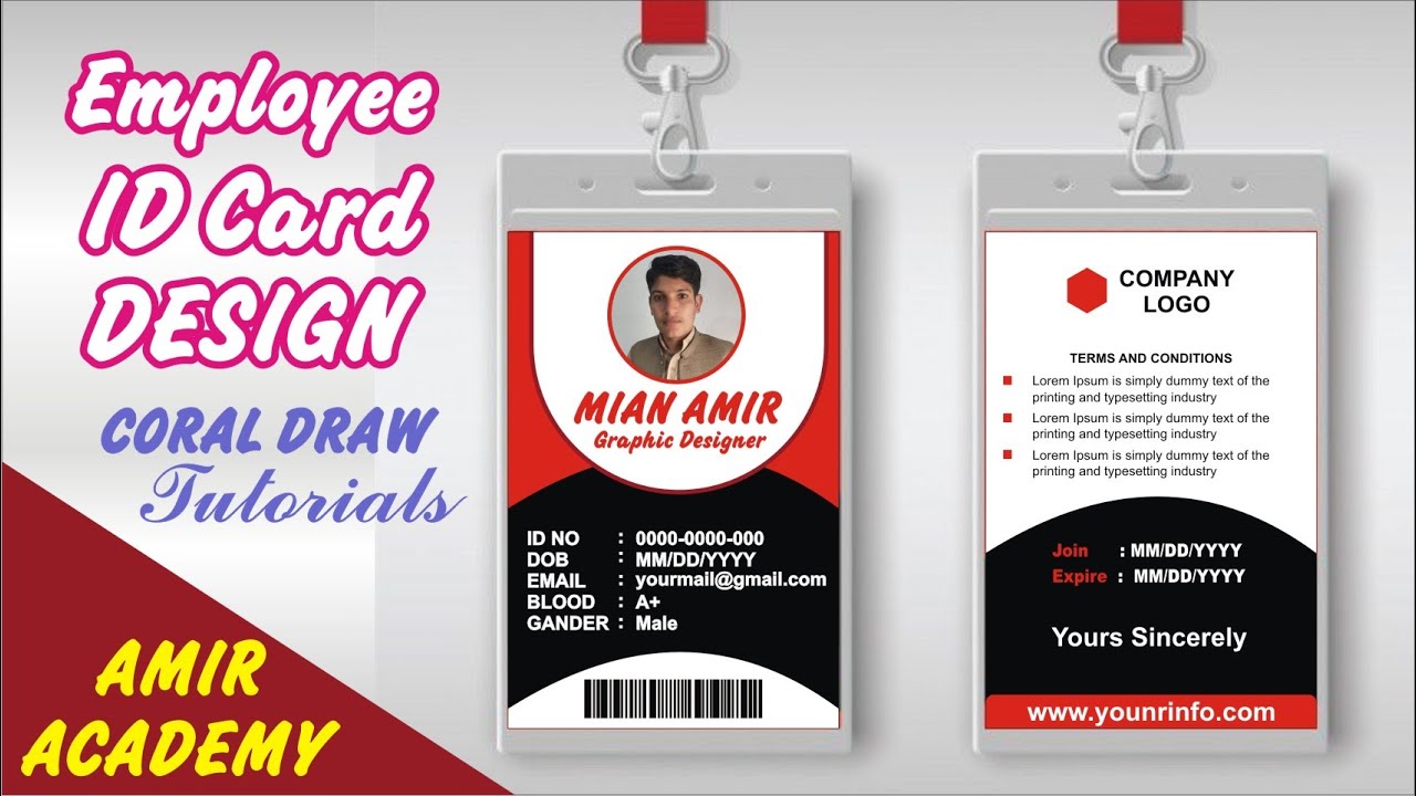 How to make Employee ID Card Design In Corel Draw | Employee card Template | Amir Academy