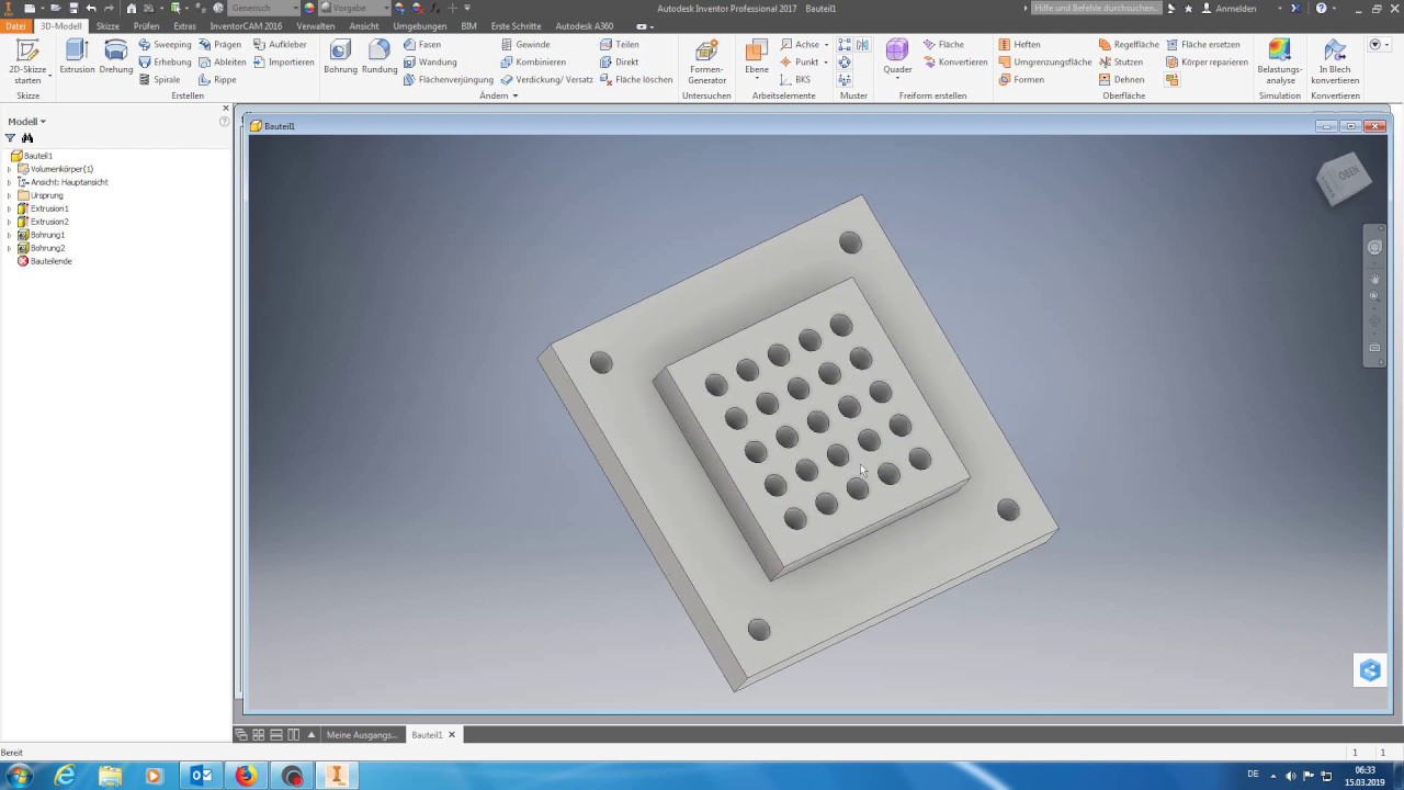 Autodesk Inventor / SolidWorks L&ouml;cher Rechteckige Anordnung / Rectangular arrangement