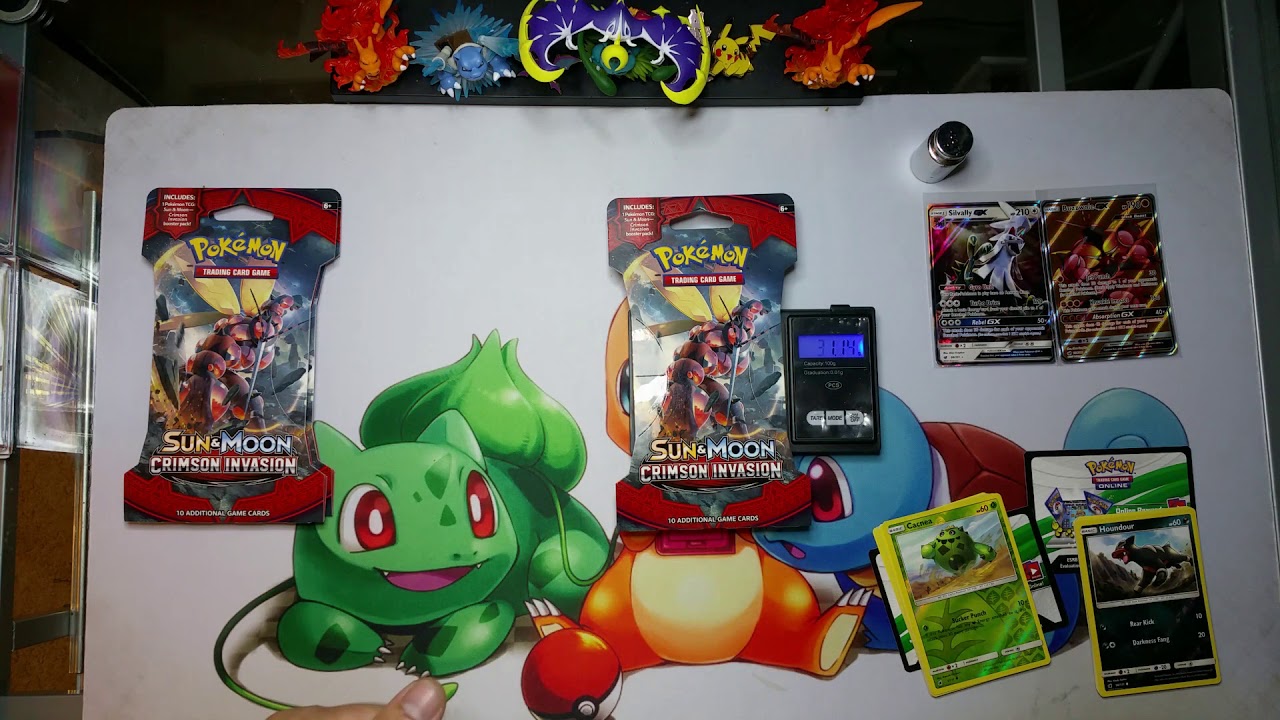 Pokemon Crimson Invasion Targets Pack Weighing Tutorial, GX AND FULL ART PULL!!!! ^^