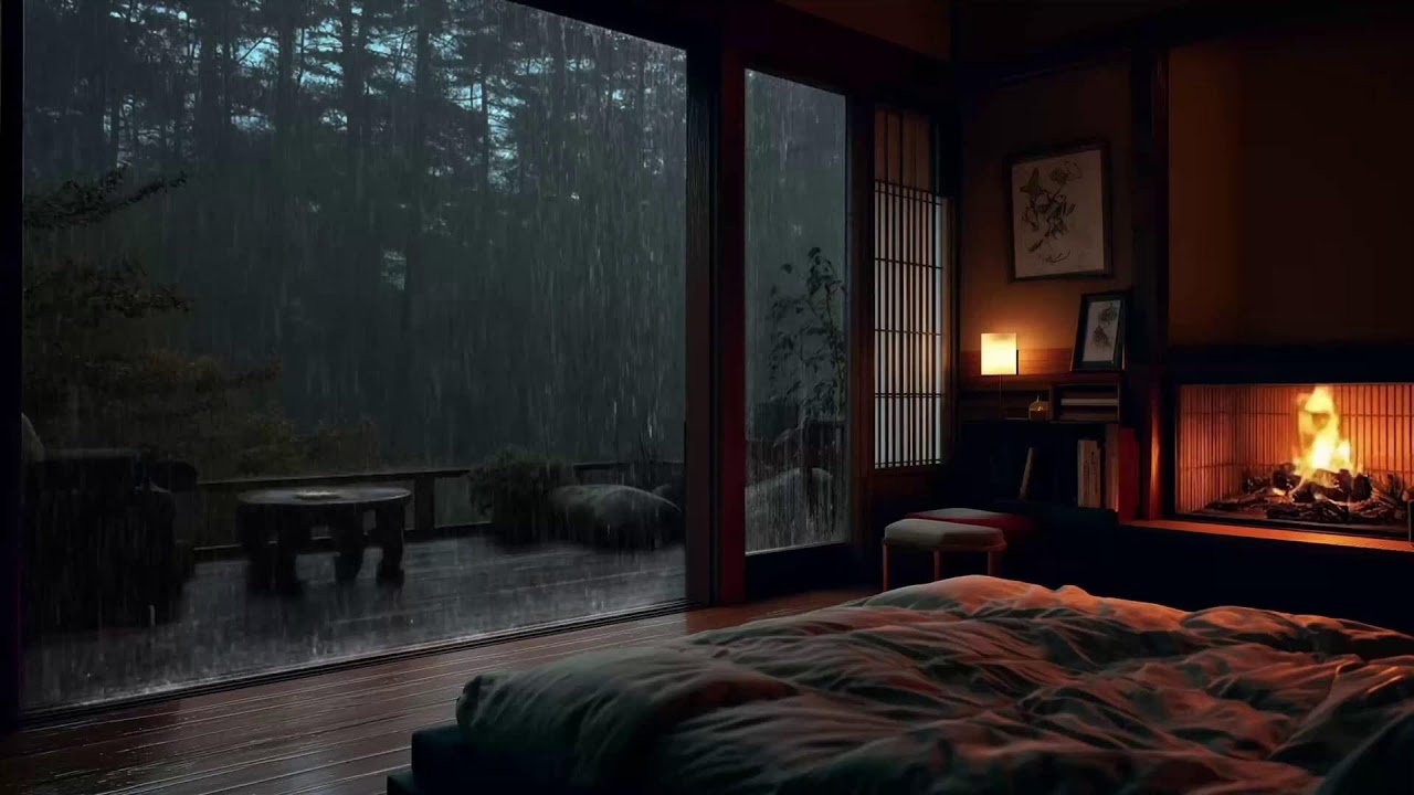 🔴 LIVE 24/7 – Soft Jazz Rainy Lounge 🎷🌧️ Chill Evening Ambience for Relax