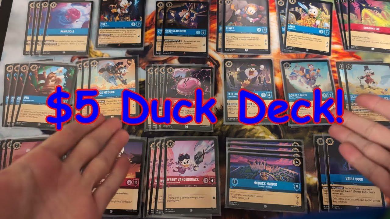 $5 Budget Disney Lorcana Deck tech - DUCKS! (plus gameplay)