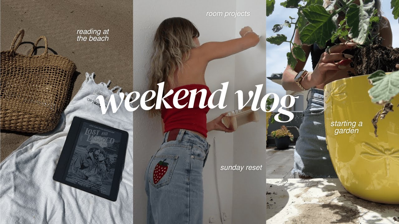 vlog | diy home projects, organizing my room, starting a garden & life at the beach 🌊🌾