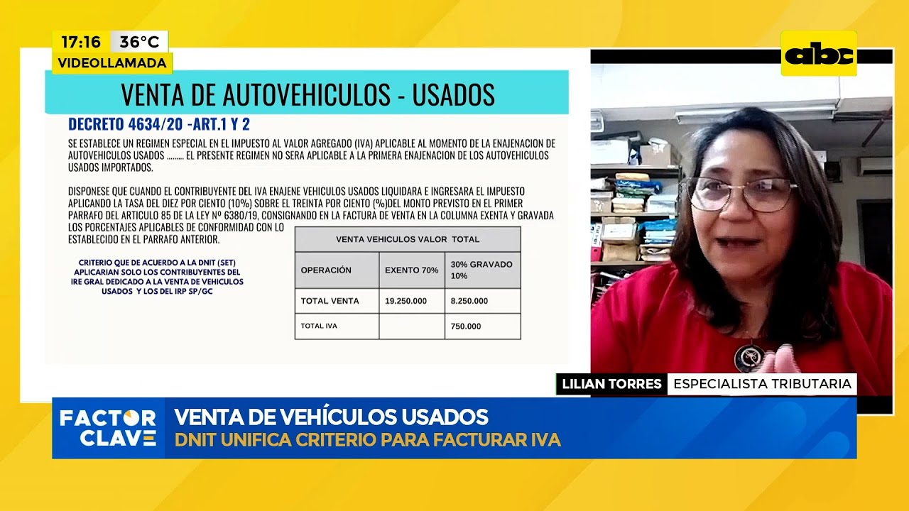 Venta de vehículos usados: DNIT unifica criterio para facturar IVA