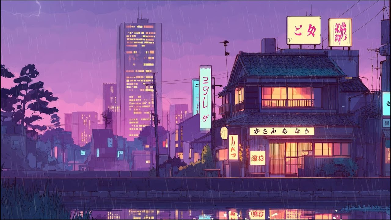 Throwbacks of Japan Towns 🌚 Rain and Lofi Hip Hop Music To Stay Calm & Focused
