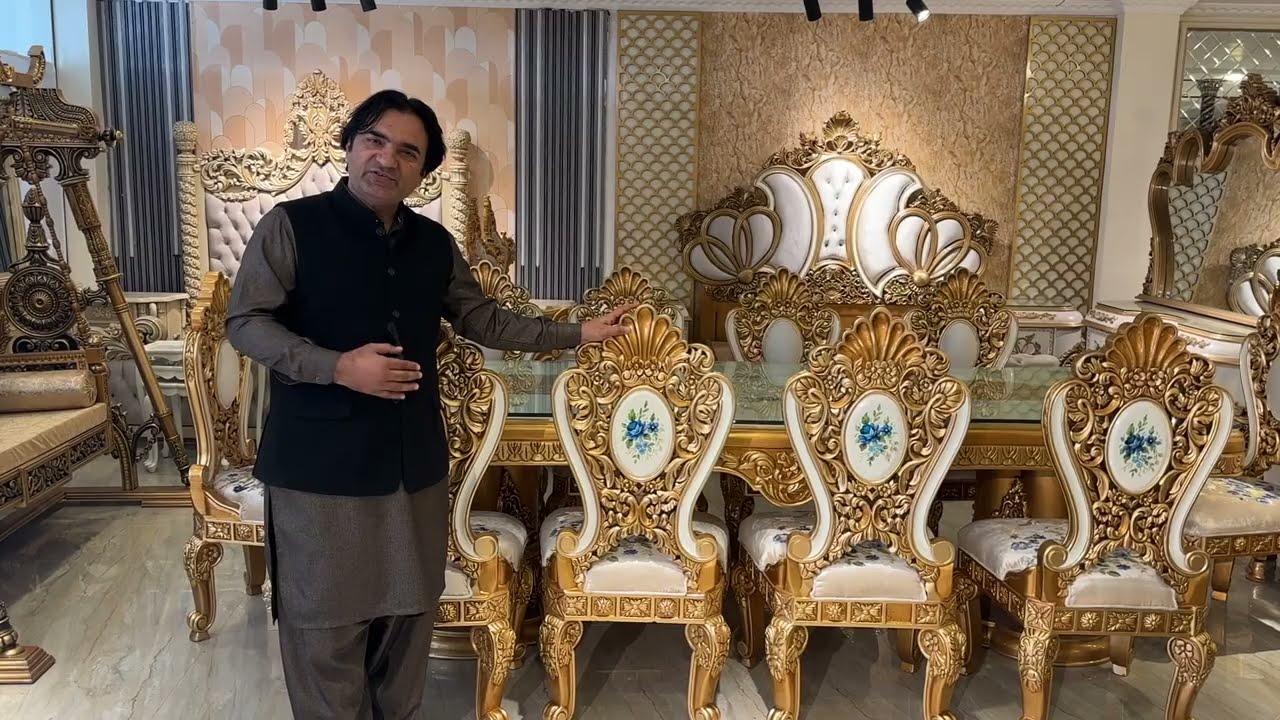 Luxury Dining Table Design in Pakistan | 10 Seater Dining for luxury villas | Haq Bahoo Furnitures