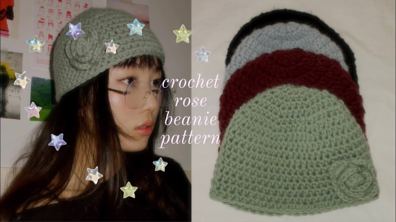 crochet rose beanie pattern 🌹 easy tutorial !