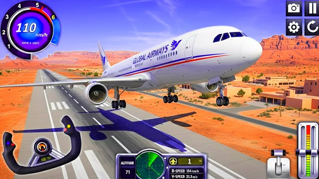Flight White Airplane City Pilot Simulator 3d - Boeing Emergency Landing Goes Wrong - Android 
