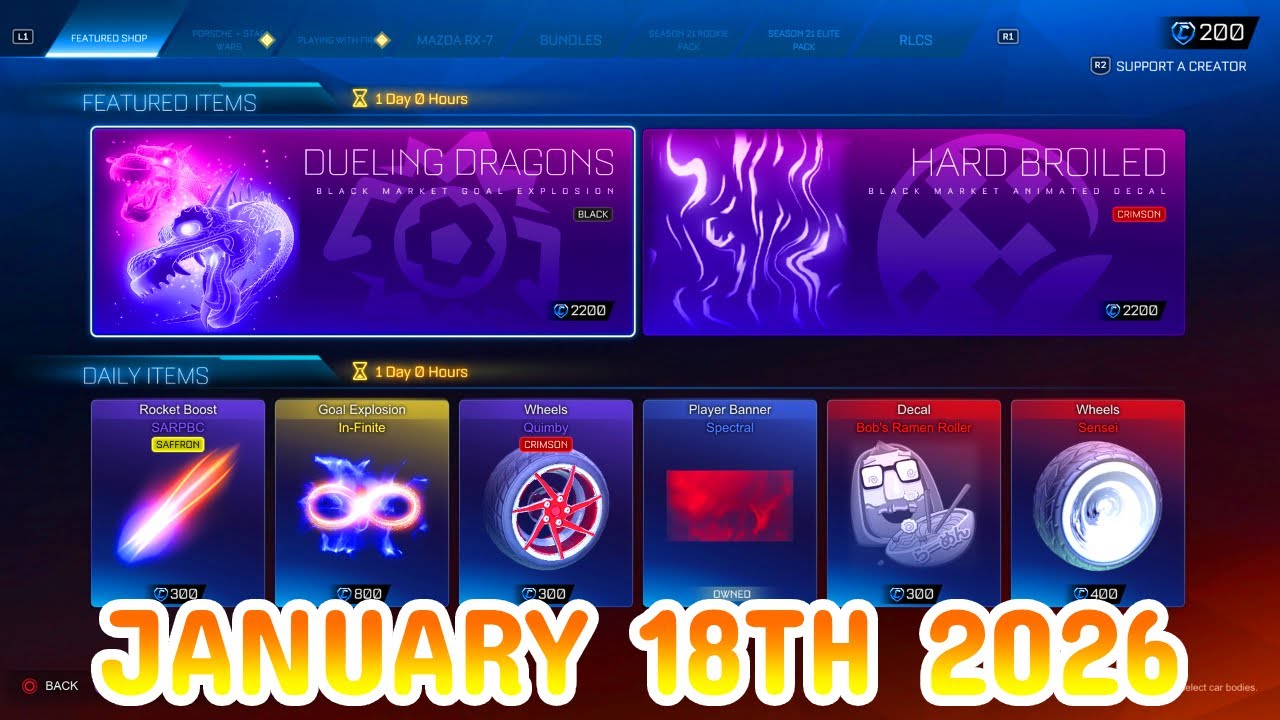 Rocket League ITEM SHOP Daily #436 (18th January 2026)