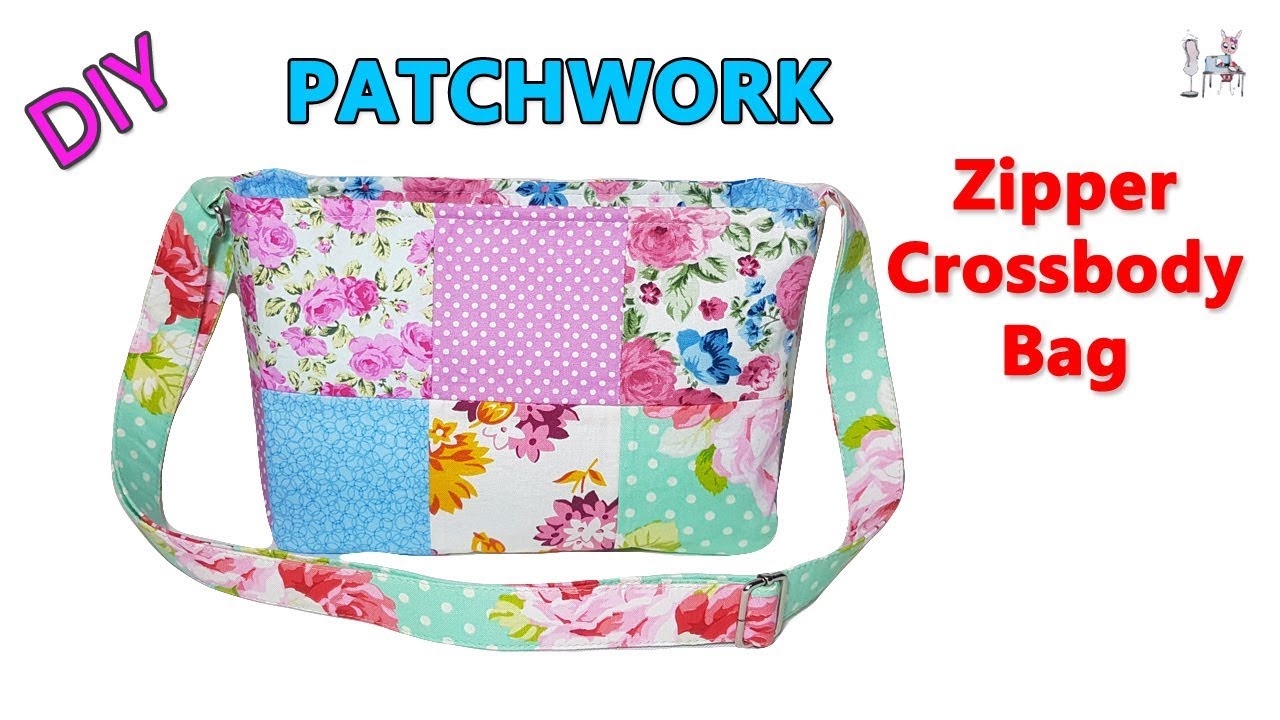 DIY PATCHWORK CROSSBODY BAG | DIY BAG | ZIPPER SHOULDER BAG | FABRIC SCRAP IDEAS | SEWING TUTORIAL