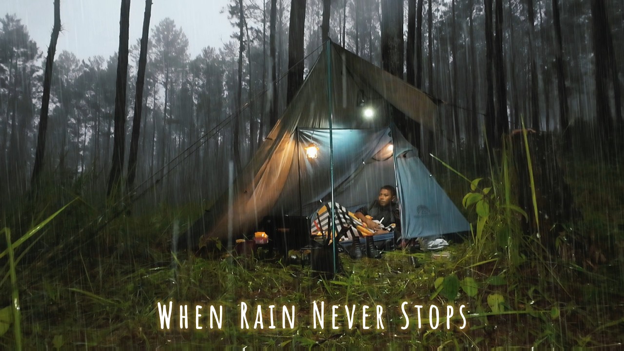 Overnight Solo Camping in Rain 🌧️ Outdoor Camping in Downpour (New Video)