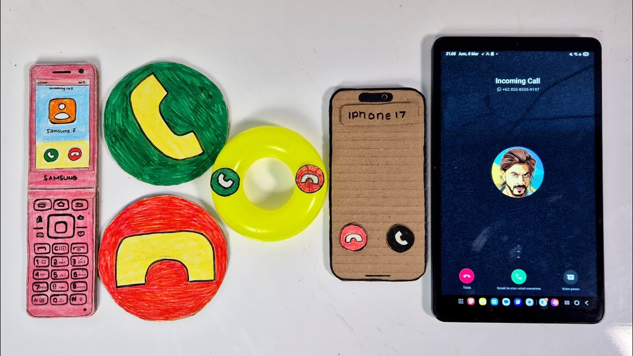 SAMSUNG folder/just button/green circle/iphone 17/Galaxy tab a9, incoming calls