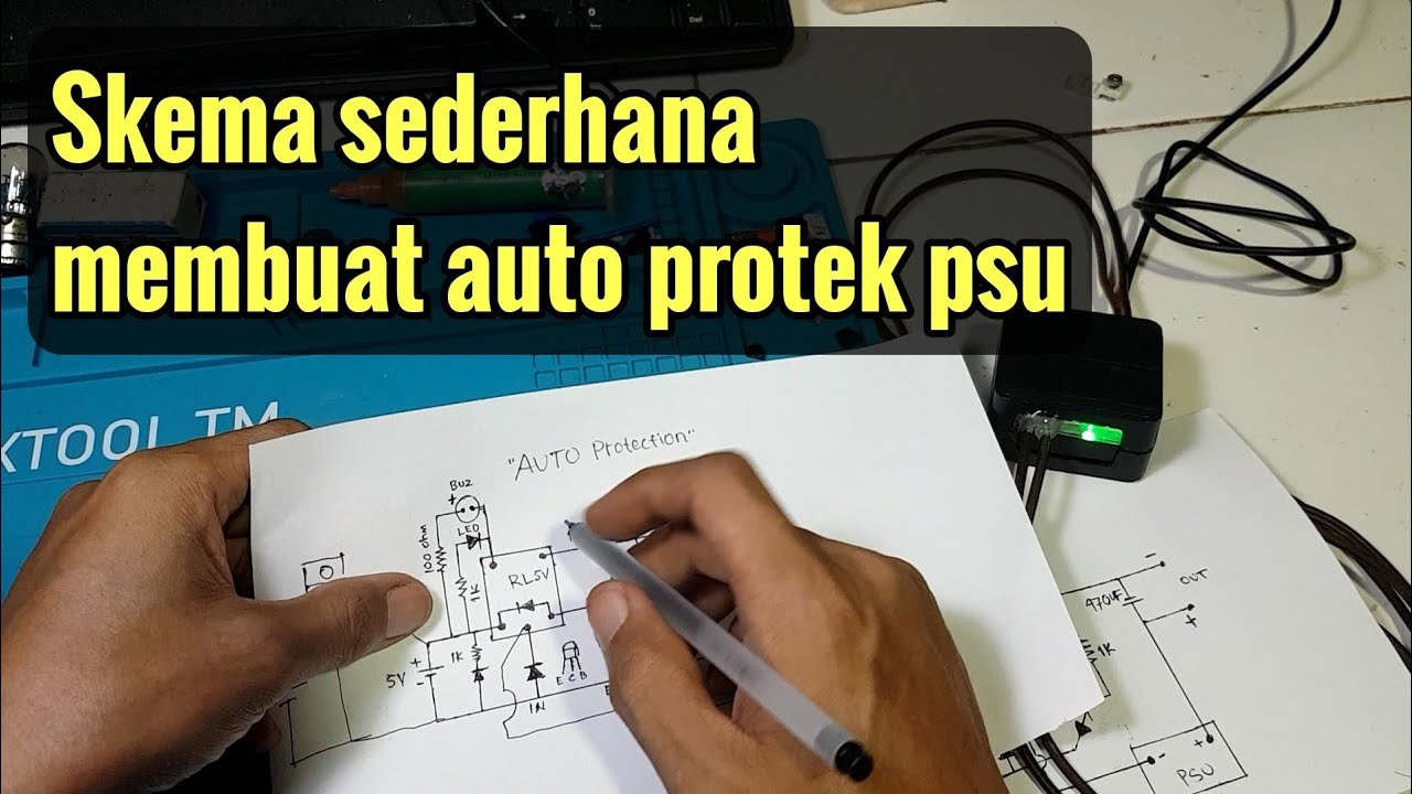 skema rangkaian protek short circuit protection speaker battery charger power supply | Ayub service