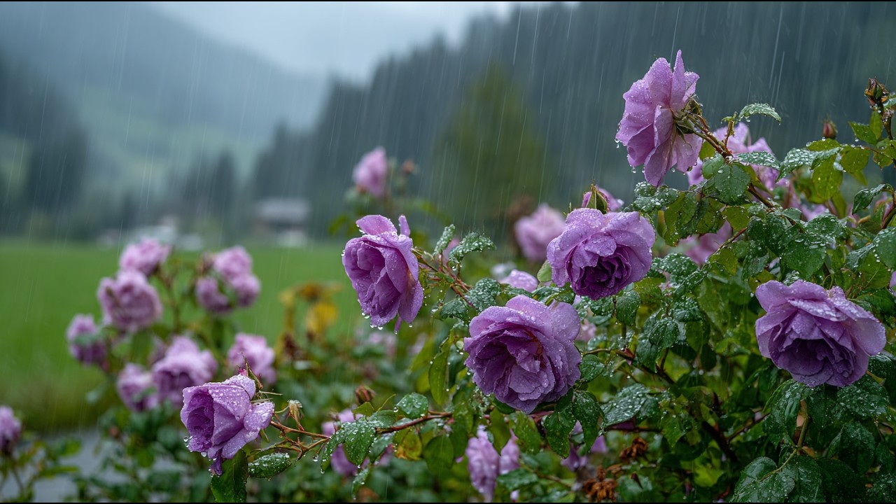 Calm Rain on Roses | Quiet Garden Rain Sounds for Sleep & Relaxation