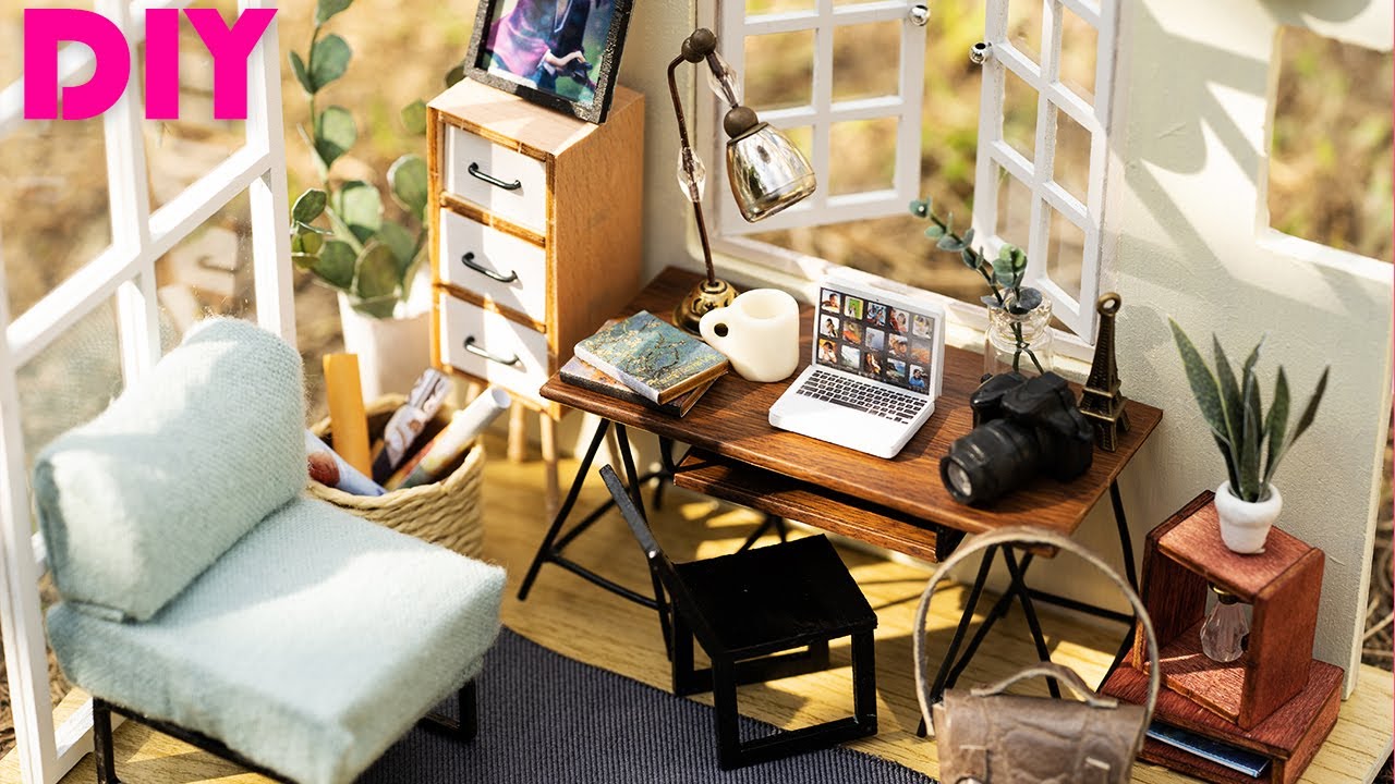 DIY Miniature Home Office | RoLife Soho Time Dollhouse Kit Build