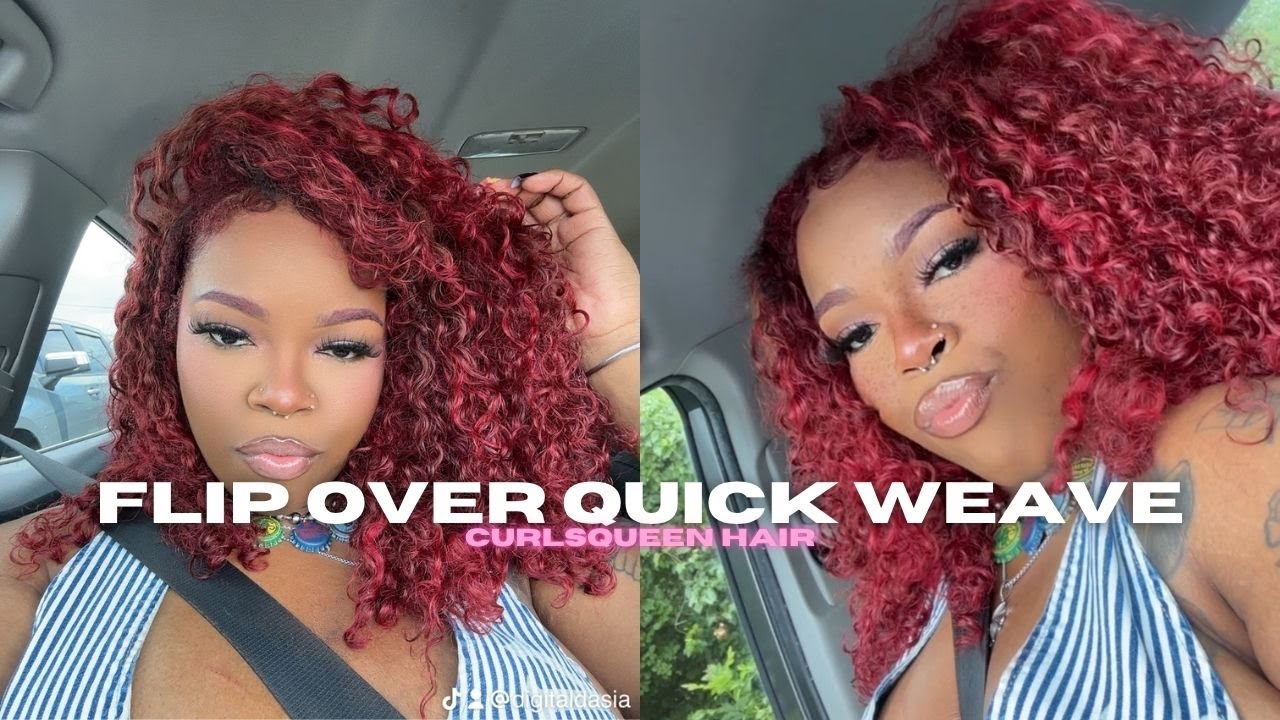 Fire Red 🔥 Curly Flipover Quickweave FT. CurlsQueen Hair 💕