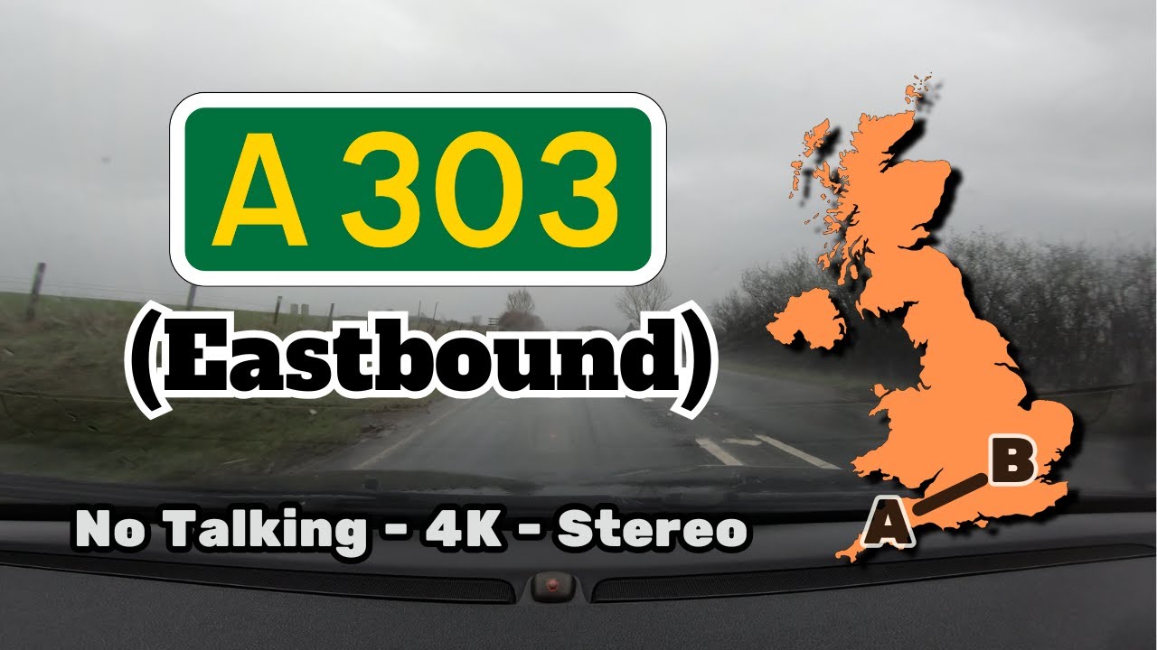 Whole A303 Eastbound | Heavy Rain | Honiton to Basingstoke | 4K Stereo Driving ASMR | No Talking