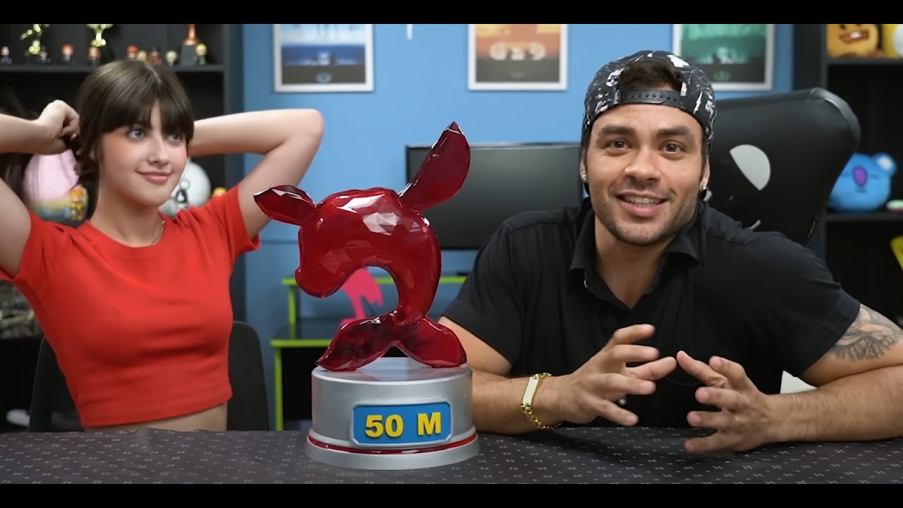 REVELEI A MINHA PLACA DE 50 MILH&Otilde;ES DO YOUTUBE (PRIMEIRA DO BR)