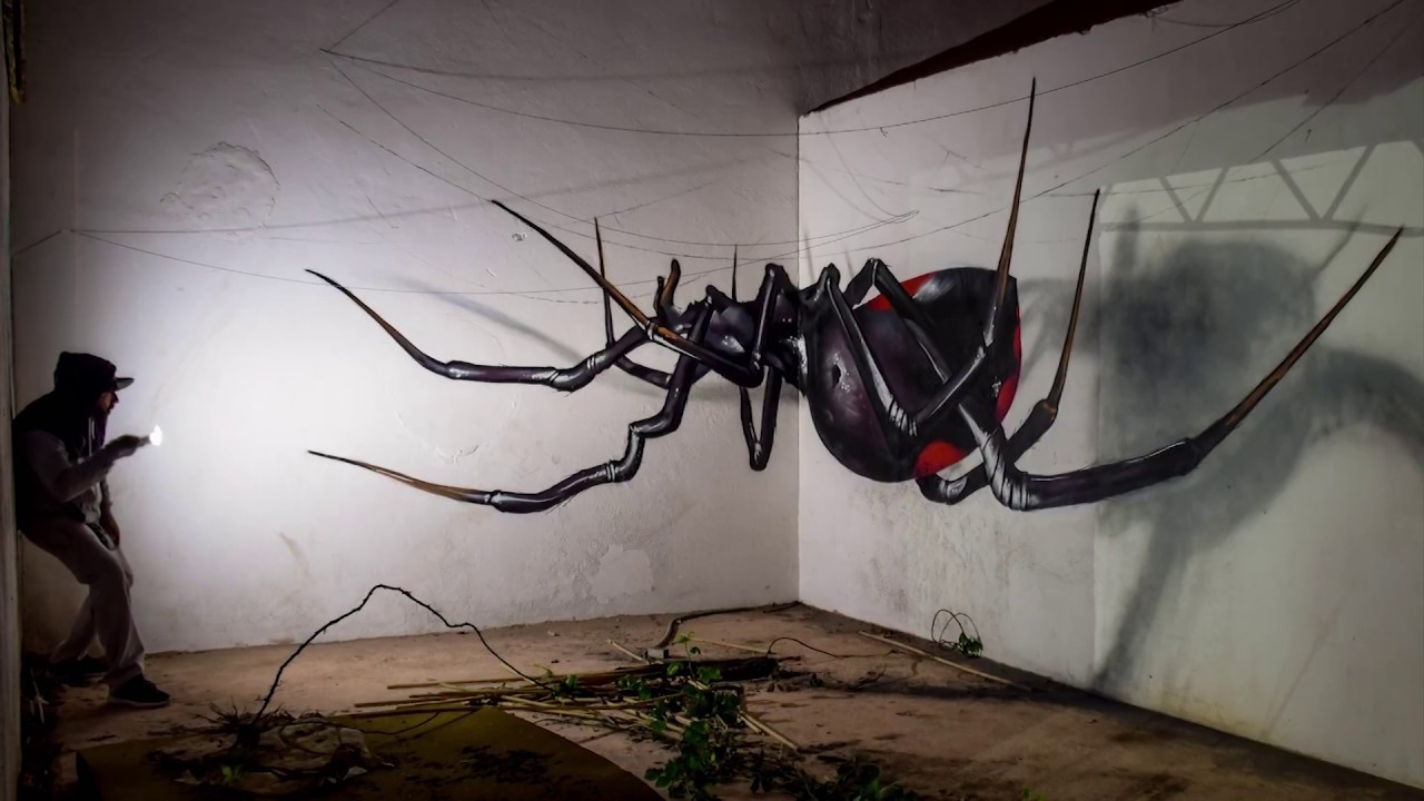 ODEITH ANAMORPHIC // Black widow in a corner wall // 2016
