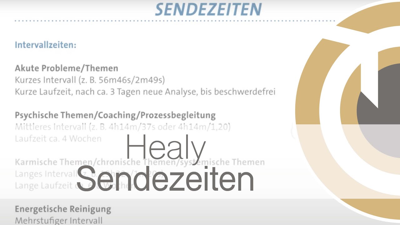 Healy Sendezeiten -  leicht erkl&auml;rt