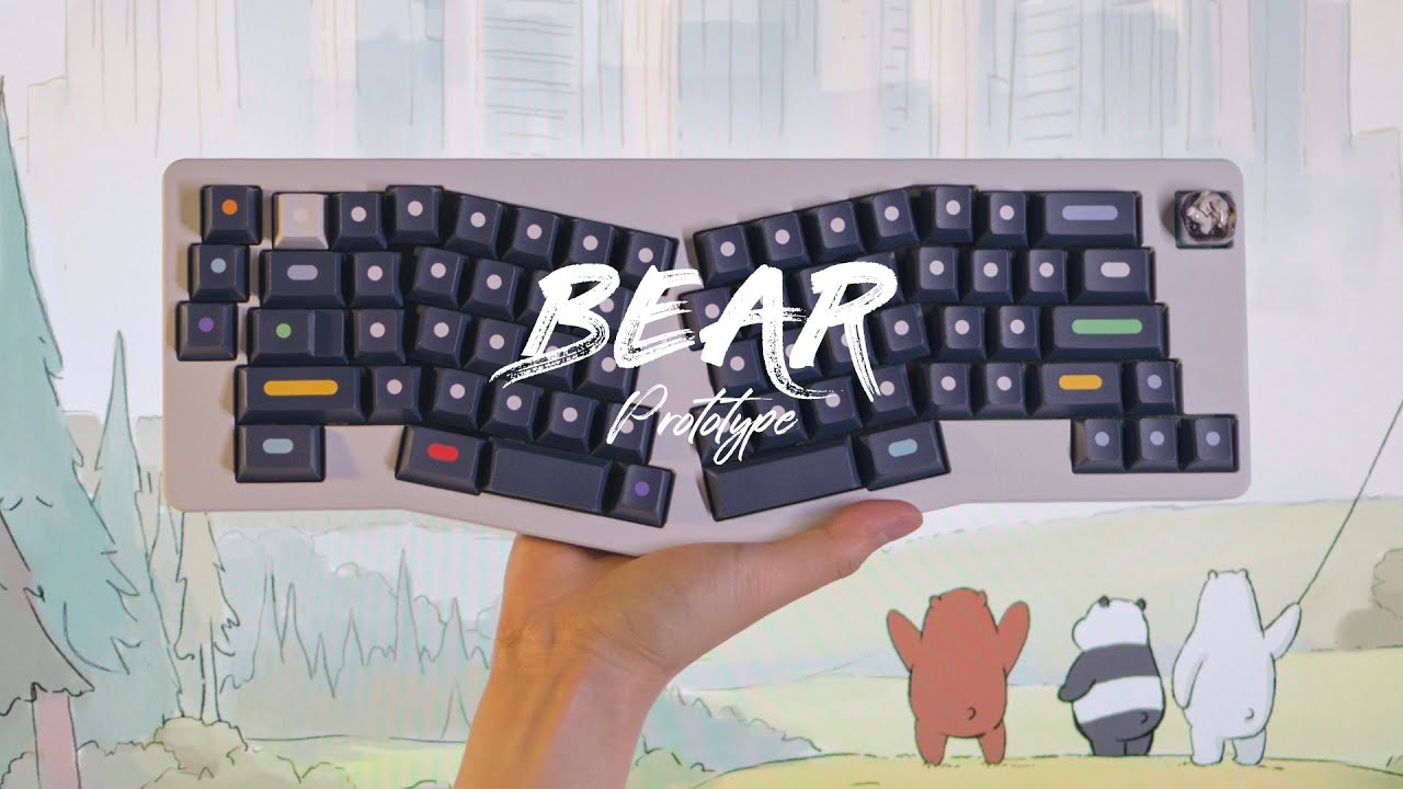 Bear 65% Ergo Keyboard Prototype Build | Holy Panda Switches, GMK Dots Keycaps