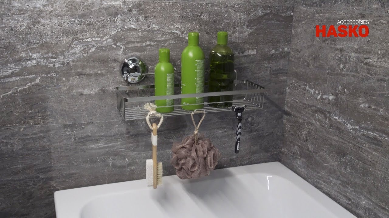 HASKO Wide Basket Organizer with Suction Cups and Hooks